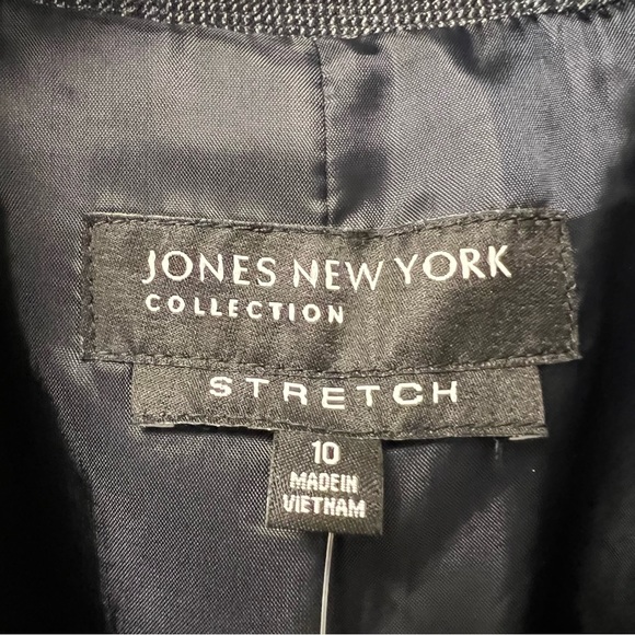 NWT Jones New York Charcoal Gray Plaid Olivia Blazer Fitted Suit Blazer US 10 - Picture 14 of 16